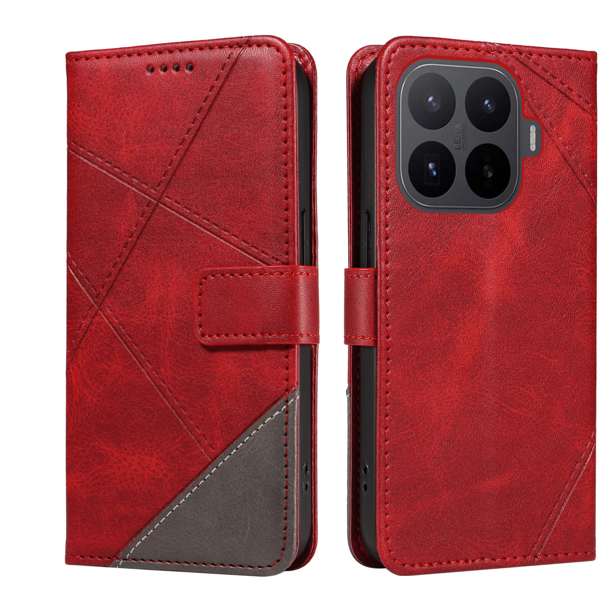 For Xiaomi 17T Pro Leather Case Geometric Line Design Wallet Phone Cover with Wrist Strap