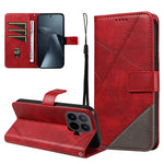 For Xiaomi 17T Pro Leather Case Geometric Line Design Wallet Phone Cover with Wrist Strap