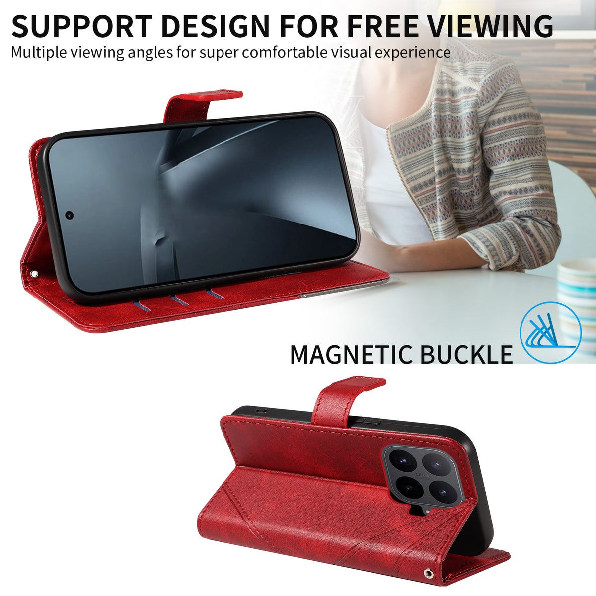 For Xiaomi 17T Pro Leather Case Geometric Line Design Wallet Phone Cover with Wrist Strap