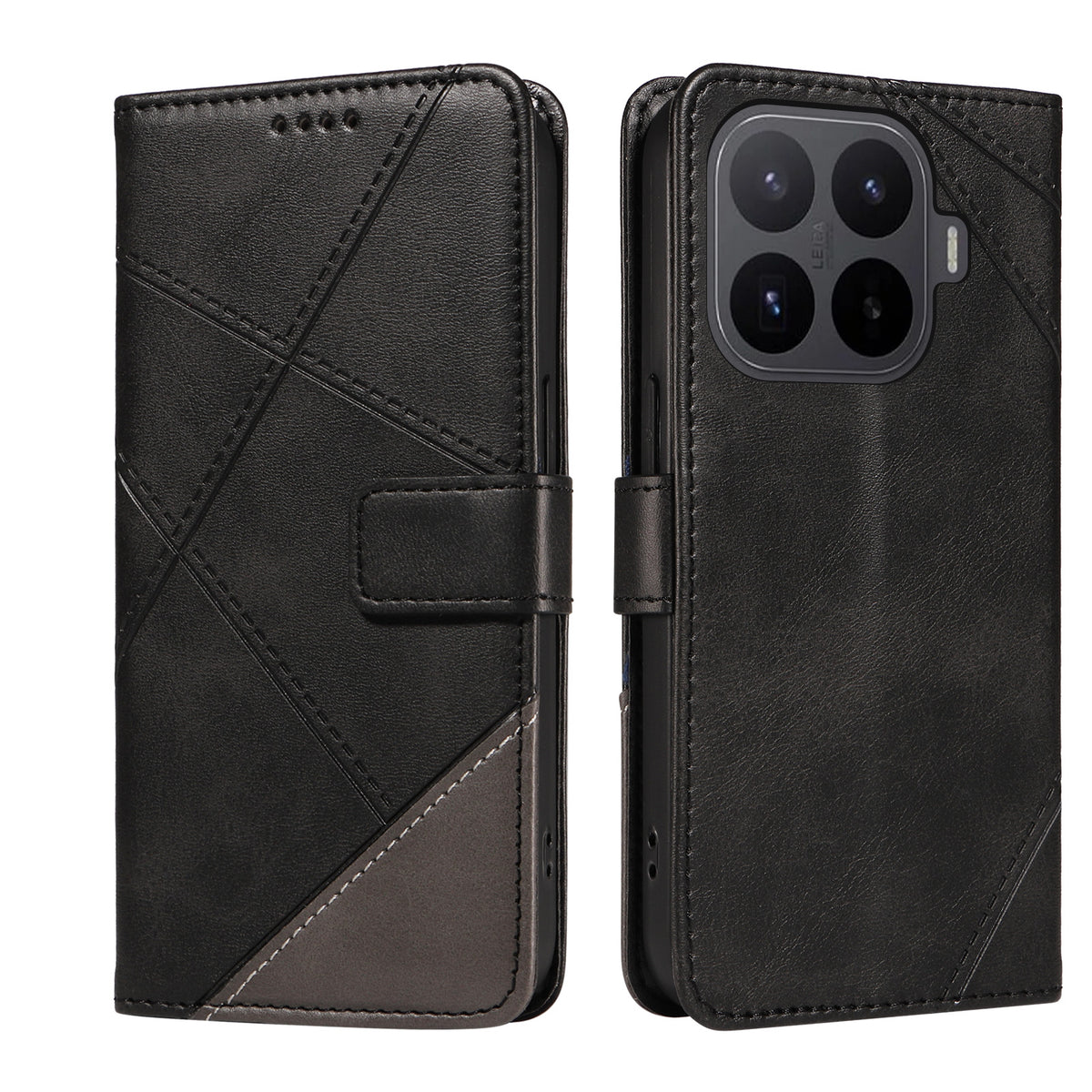 For Xiaomi 17T Pro Leather Case Geometric Line Design Wallet Phone Cover with Wrist Strap