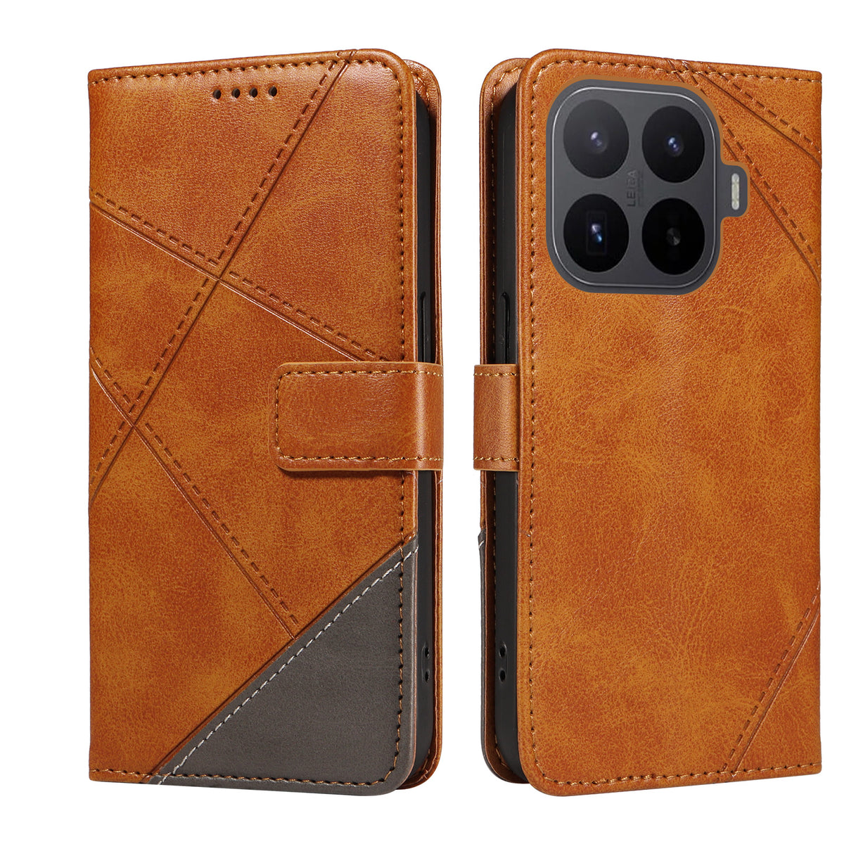 For Xiaomi 17T Pro Leather Case Geometric Line Design Wallet Phone Cover with Wrist Strap