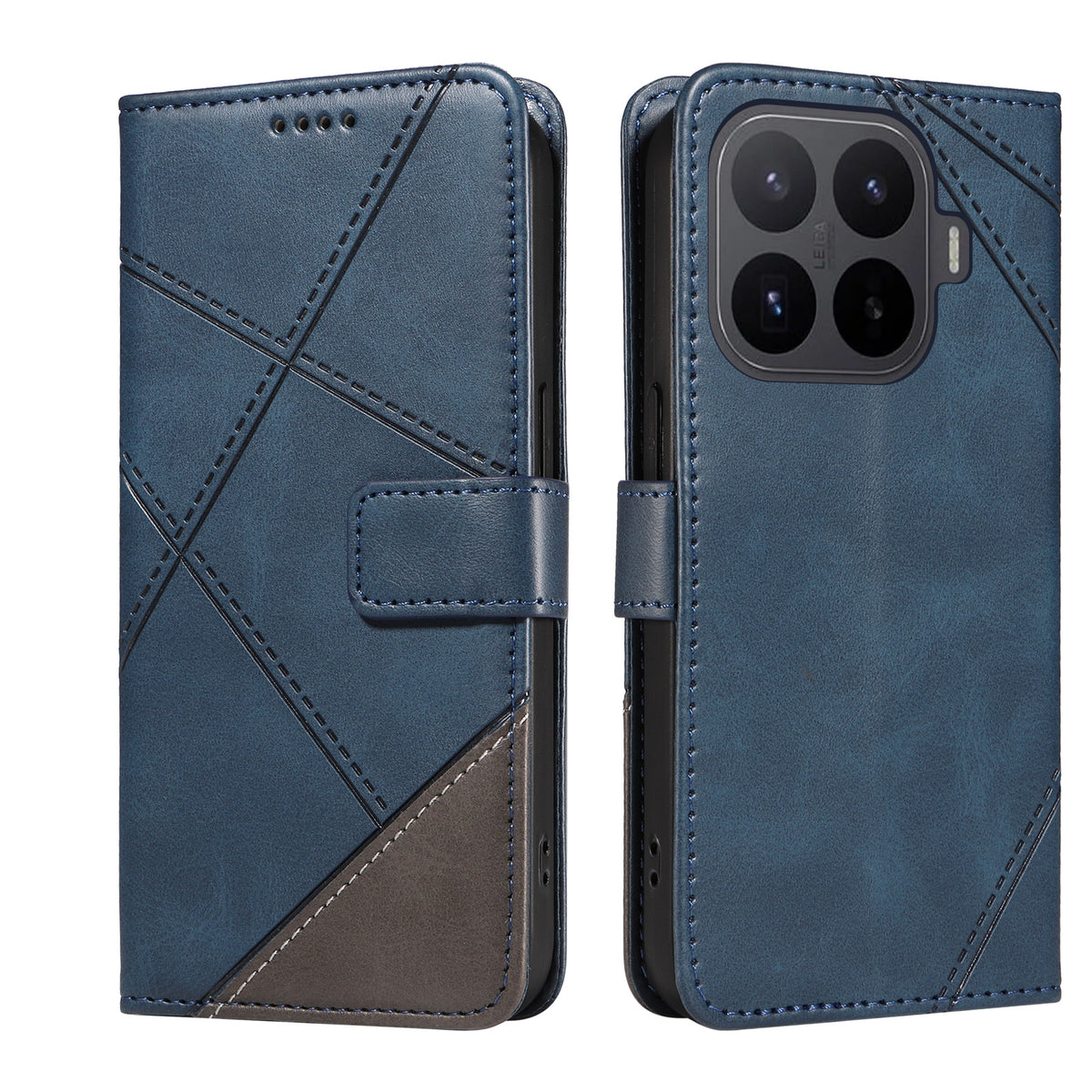For Xiaomi 17T Pro Leather Case Geometric Line Design Wallet Phone Cover with Wrist Strap