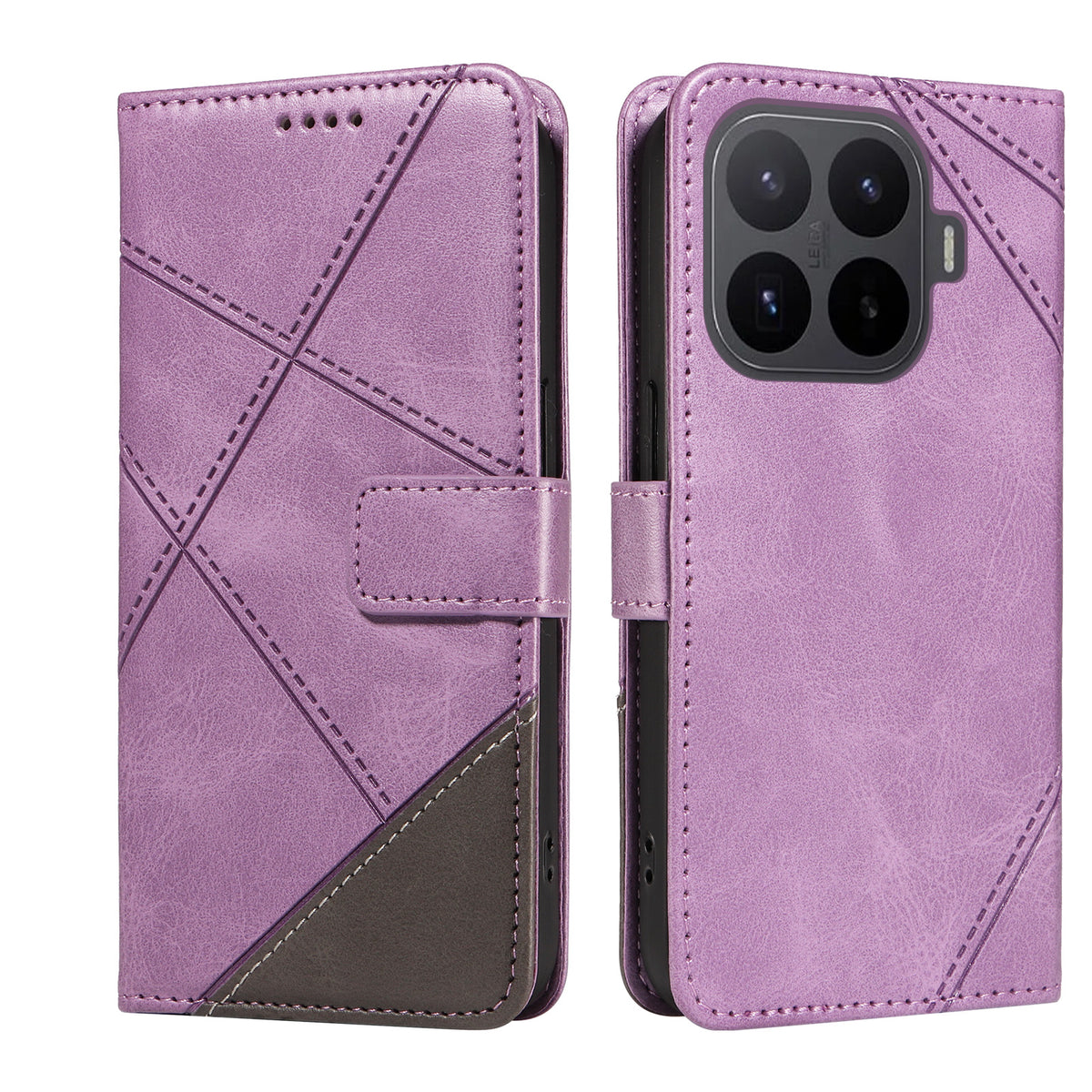 For Xiaomi 17T Pro Leather Case Geometric Line Design Wallet Phone Cover with Wrist Strap