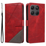 Motorola Moto G37 5G / Motorola Moto G47 5G / Motorola Moto G37 Power 5G-læderetui med geometrisk linjedesign, tegnebogsetui med håndledsrem