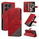 Motorola Moto G37 5G / Motorola Moto G47 5G / Motorola Moto G37 Power 5G-læderetui med geometrisk linjedesign, tegnebogsetui med håndledsrem
