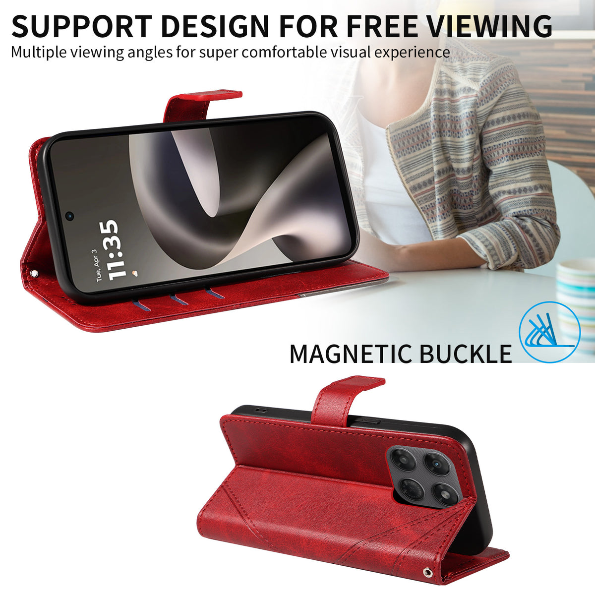 Motorola Moto G37 5G / Motorola Moto G47 5G / Motorola Moto G37 Power 5G-læderetui med geometrisk linjedesign, tegnebogsetui med håndledsrem