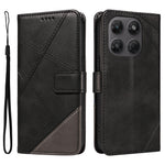 Motorola Moto G37 5G / Motorola Moto G47 5G / Motorola Moto G37 Power 5G-læderetui med geometrisk linjedesign, tegnebogsetui med håndledsrem