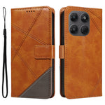 Motorola Moto G37 5G / Motorola Moto G47 5G / Motorola Moto G37 Power 5G-læderetui med geometrisk linjedesign, tegnebogsetui med håndledsrem
