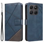 Motorola Moto G37 5G / Motorola Moto G47 5G / Motorola Moto G37 Power 5G-læderetui med geometrisk linjedesign, tegnebogsetui med håndledsrem
