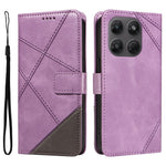 Motorola Moto G37 5G / Motorola Moto G47 5G / Motorola Moto G37 Power 5G-læderetui med geometrisk linjedesign, tegnebogsetui med håndledsrem
