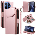 For Xiaomi 17T Case with Multi-Card Holder and Strap PU Leather Phone Cover Stand