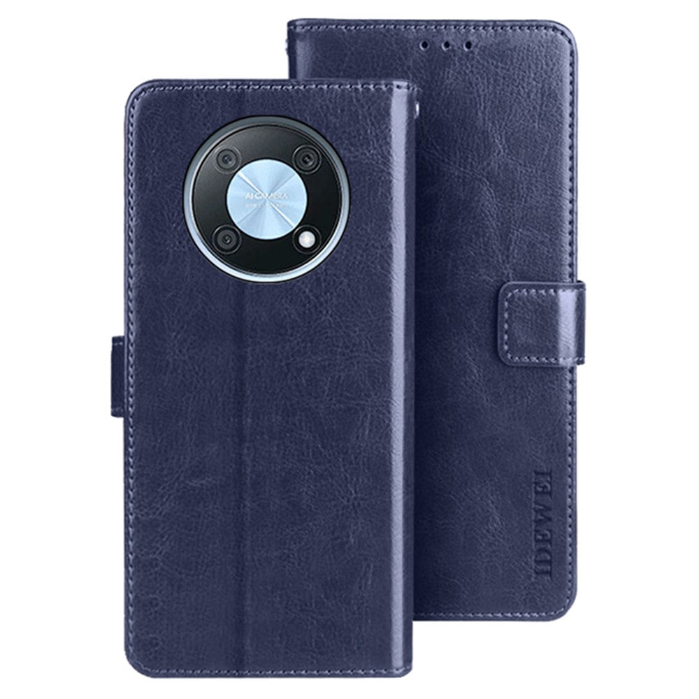 IDEWEI Phone Shell for Huawei nova Y90 4G Crazy Horse Texture PU Leather Flip Stand Wallet Cover Protective Case