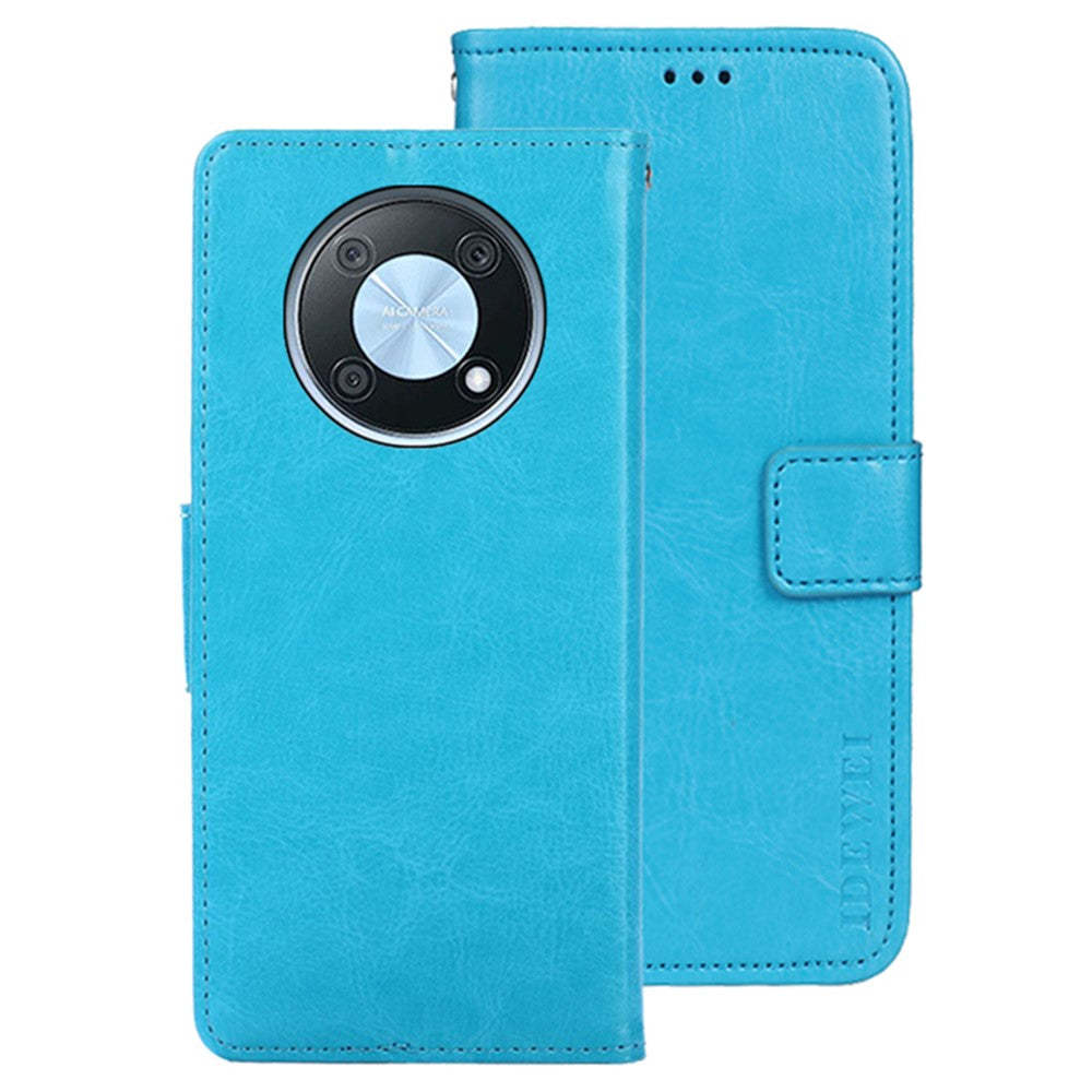 IDEWEI Phone Shell for Huawei nova Y90 4G Crazy Horse Texture PU Leather Flip Stand Wallet Cover Protective Case