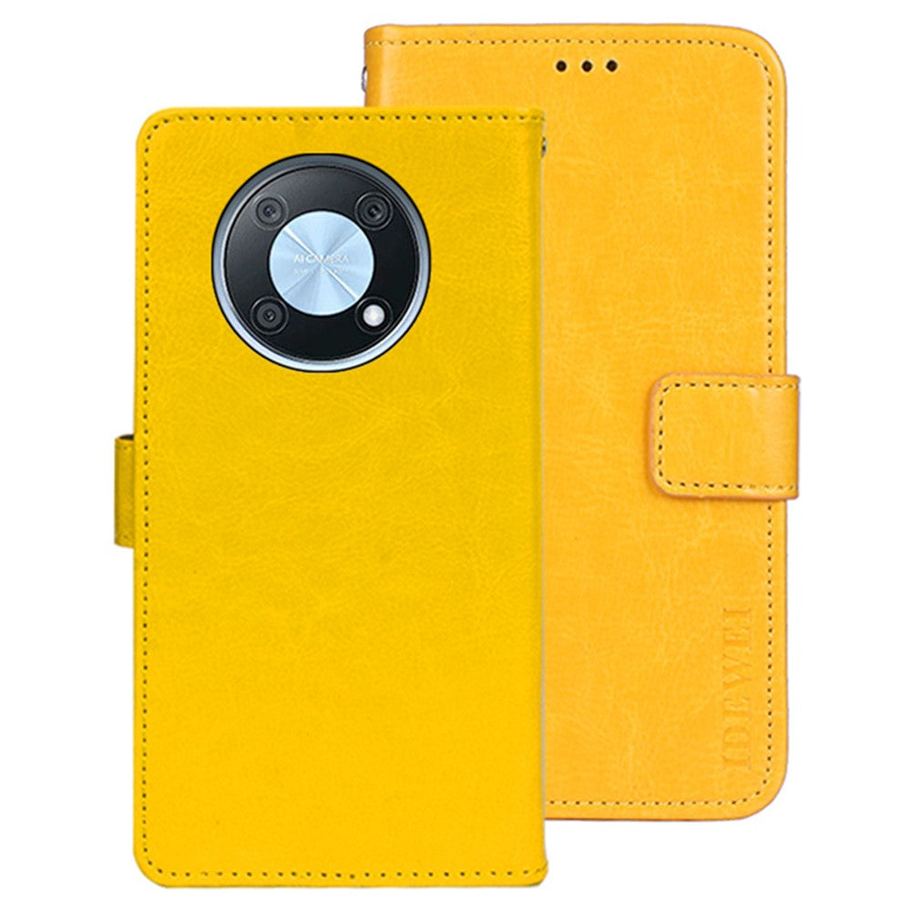 IDEWEI Phone Shell for Huawei nova Y90 4G Crazy Horse Texture PU Leather Flip Stand Wallet Cover Protective Case