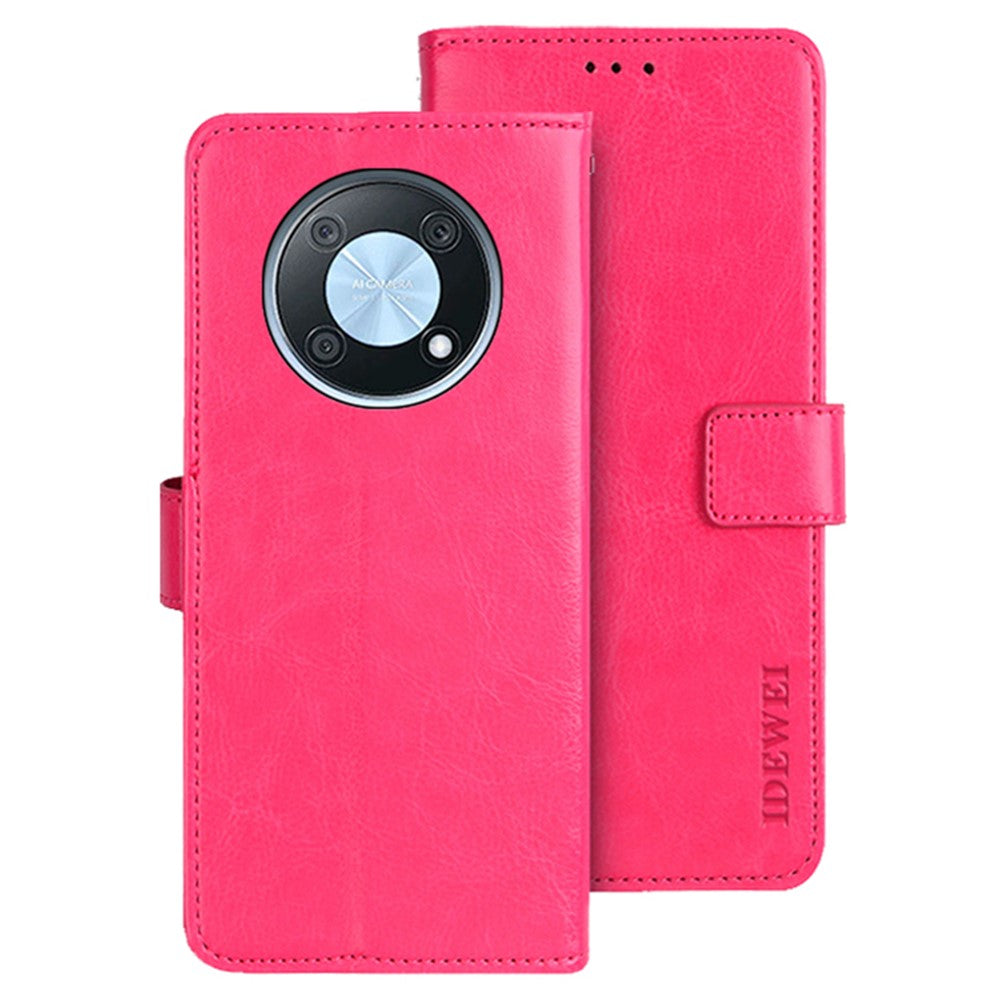 IDEWEI Phone Shell for Huawei nova Y90 4G Crazy Horse Texture PU Leather Flip Stand Wallet Cover Protective Case