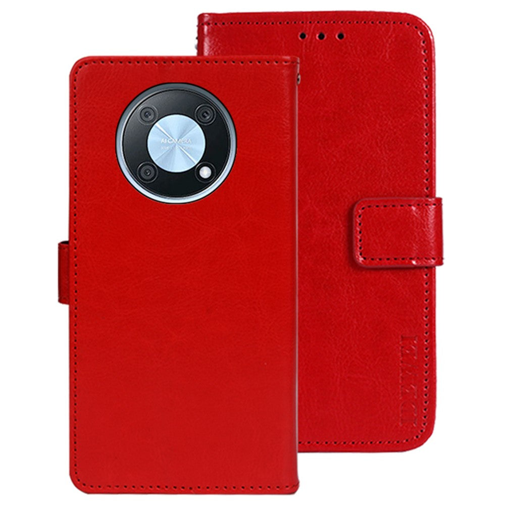 IDEWEI Phone Shell for Huawei nova Y90 4G Crazy Horse Texture PU Leather Flip Stand Wallet Cover Protective Case