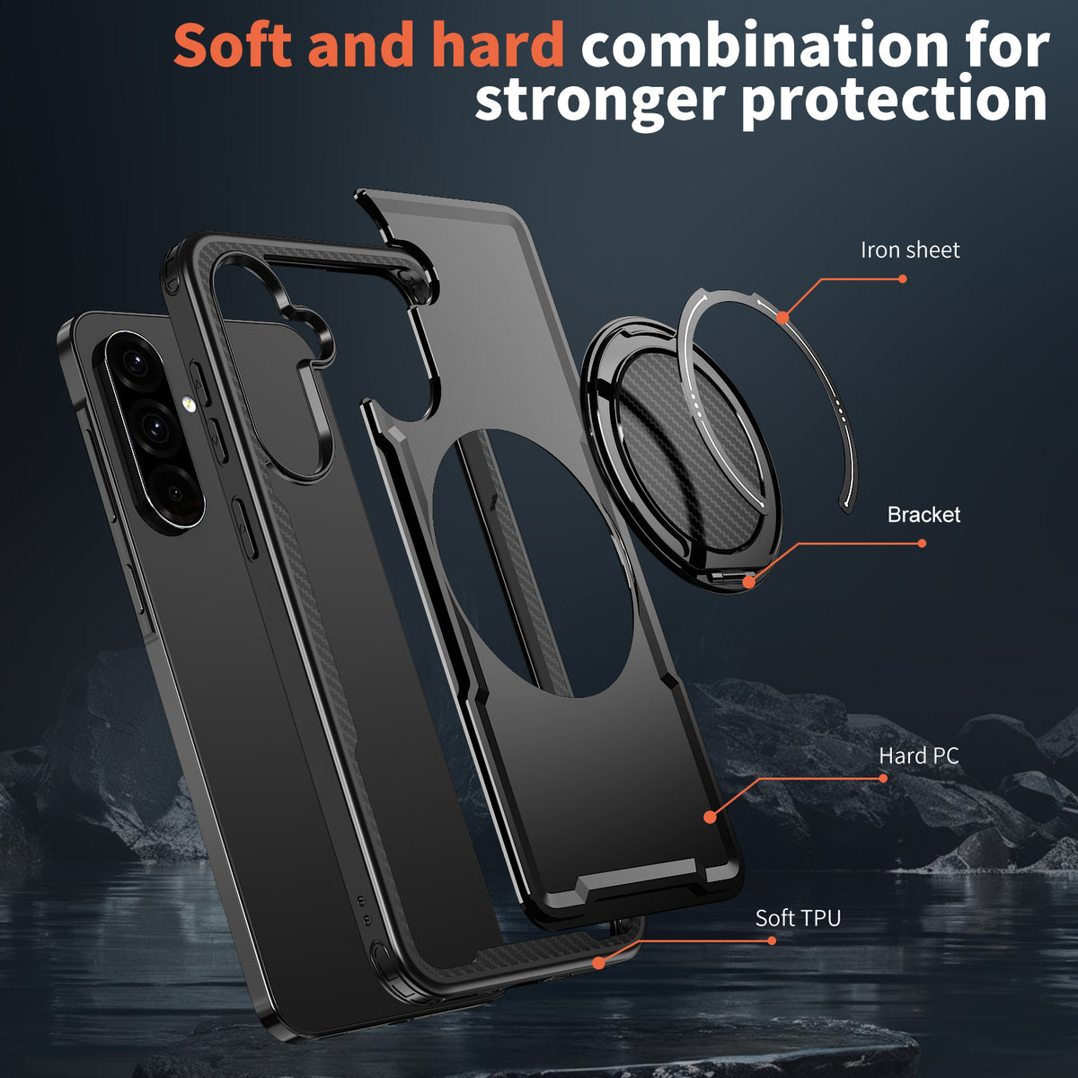 Til Samsung Galaxy A27 5G Magnetisk Etui TPU + PC Støtteben Telefoncover