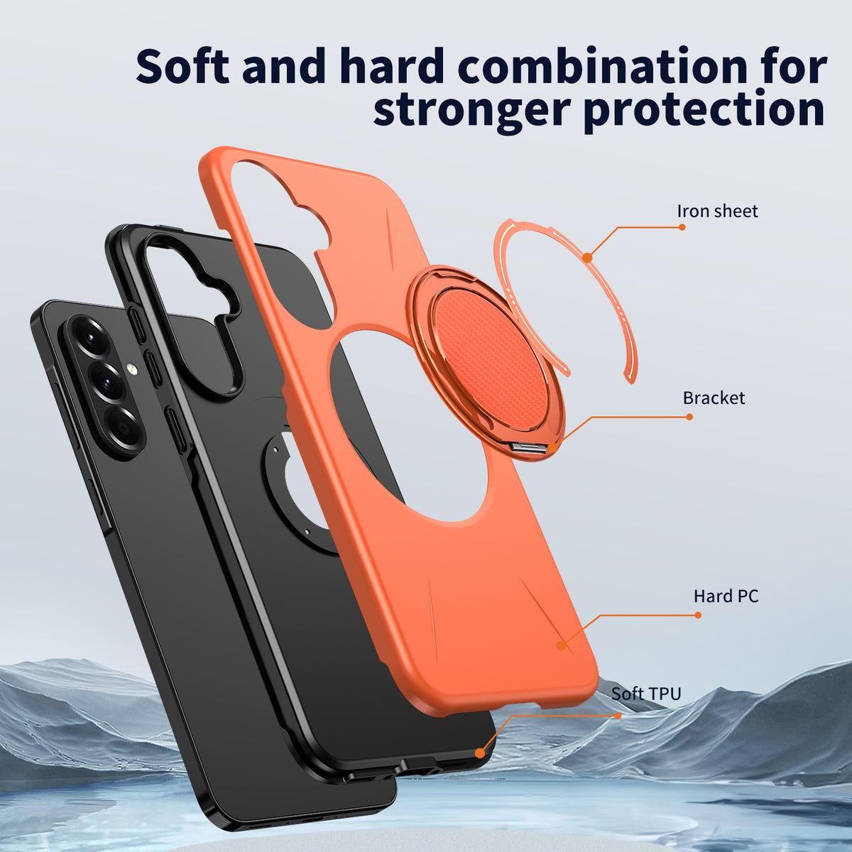 For Samsung Galaxy A27 5G Magnetic Case Rotating Kickstand TPU + PC Phone Cover