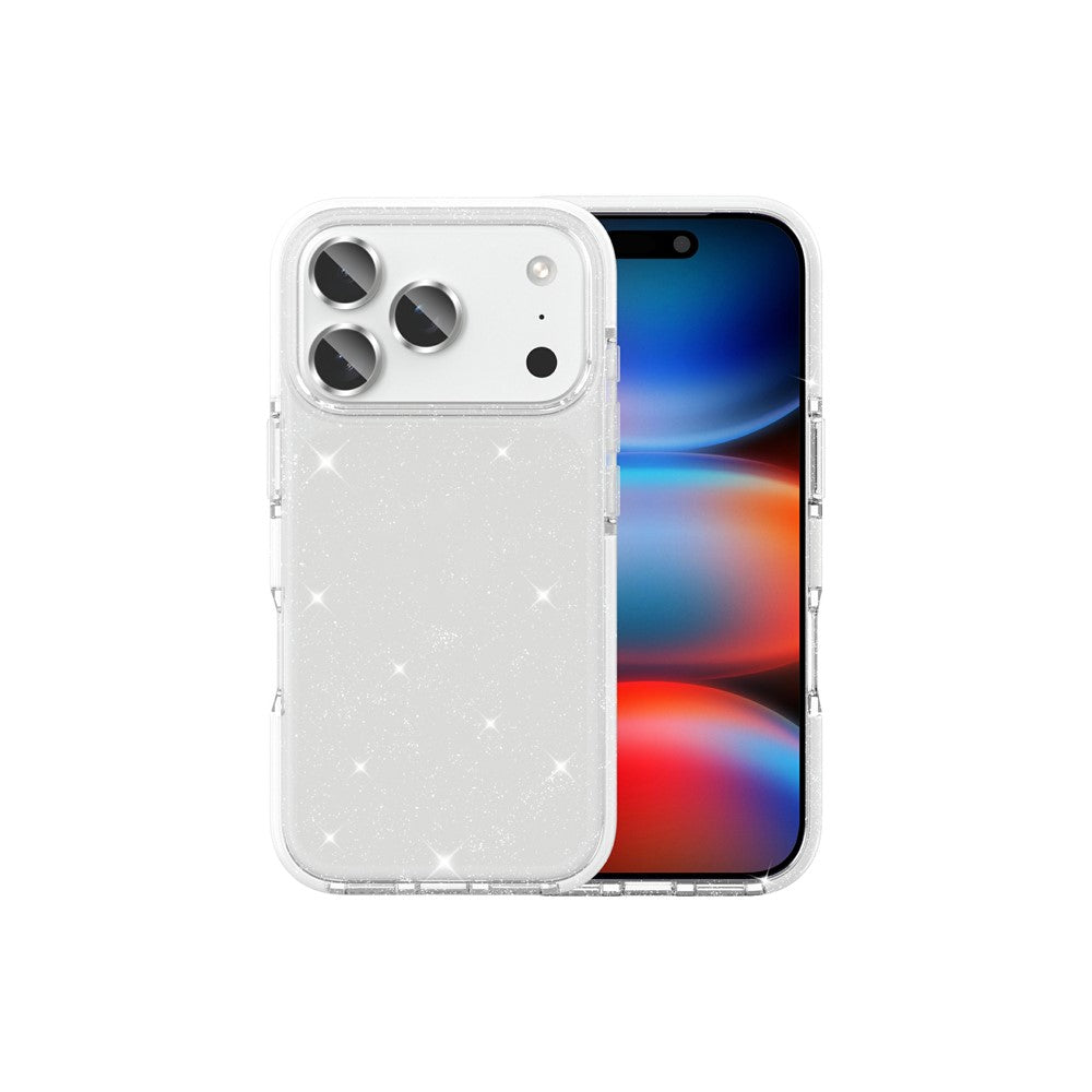 For iPhone 18 Pro Max / 17 Pro Max Glitter Case PC Back TPU+TPE Frame Bling Sparkle Shockproof Cover