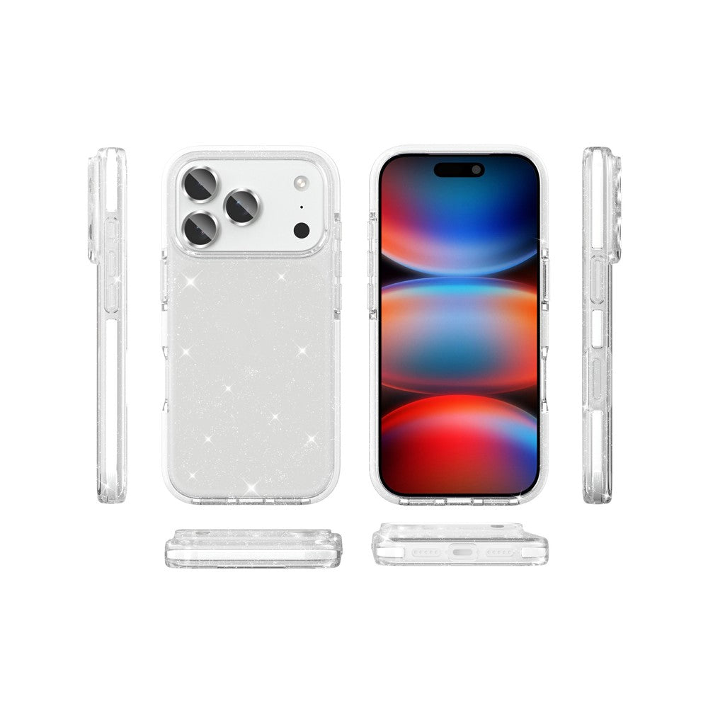Til iPhone 18 Pro / 17 Pro Glitter Cover PC Bagside TPU+TPE Ramme Bling Glimmer Stødsikkert Cover