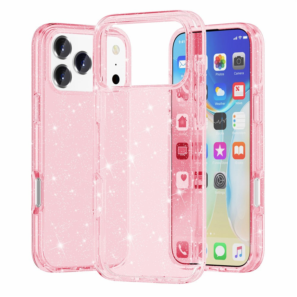 Til iPhone 18 Pro Max / 17 Pro Max cover funklende pudderglimmer skinnende blød TPU + hårdt PC bagcover