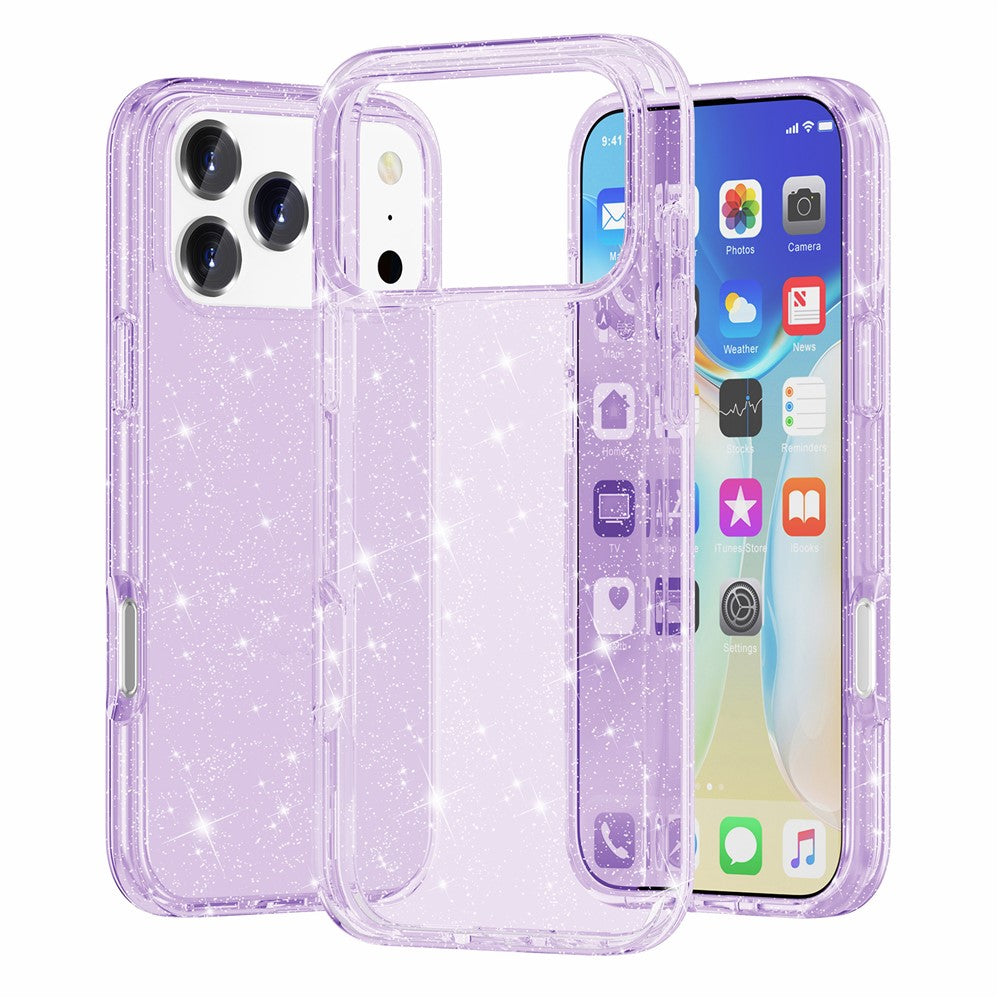 Til iPhone 18 Pro Max / 17 Pro Max cover funklende pudderglimmer skinnende blød TPU + hårdt PC bagcover