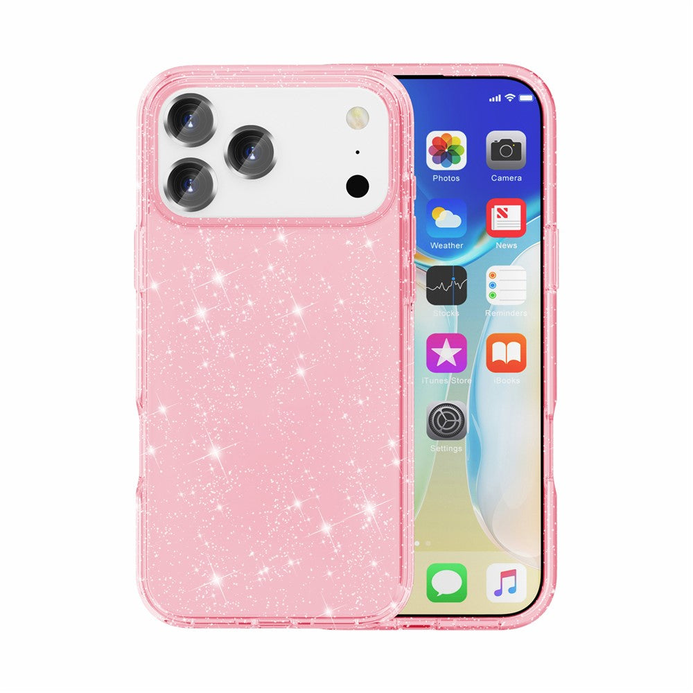 For iPhone 18 Pro / 17 Pro Case Sparkly Powder Glitter Shiny Soft TPU + Hard PC Back Cover