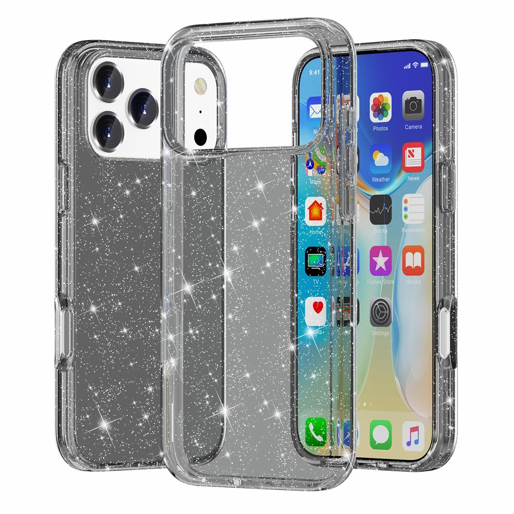 For iPhone 18 Pro / 17 Pro Case Sparkly Powder Glitter Shiny Soft TPU + Hard PC Back Cover