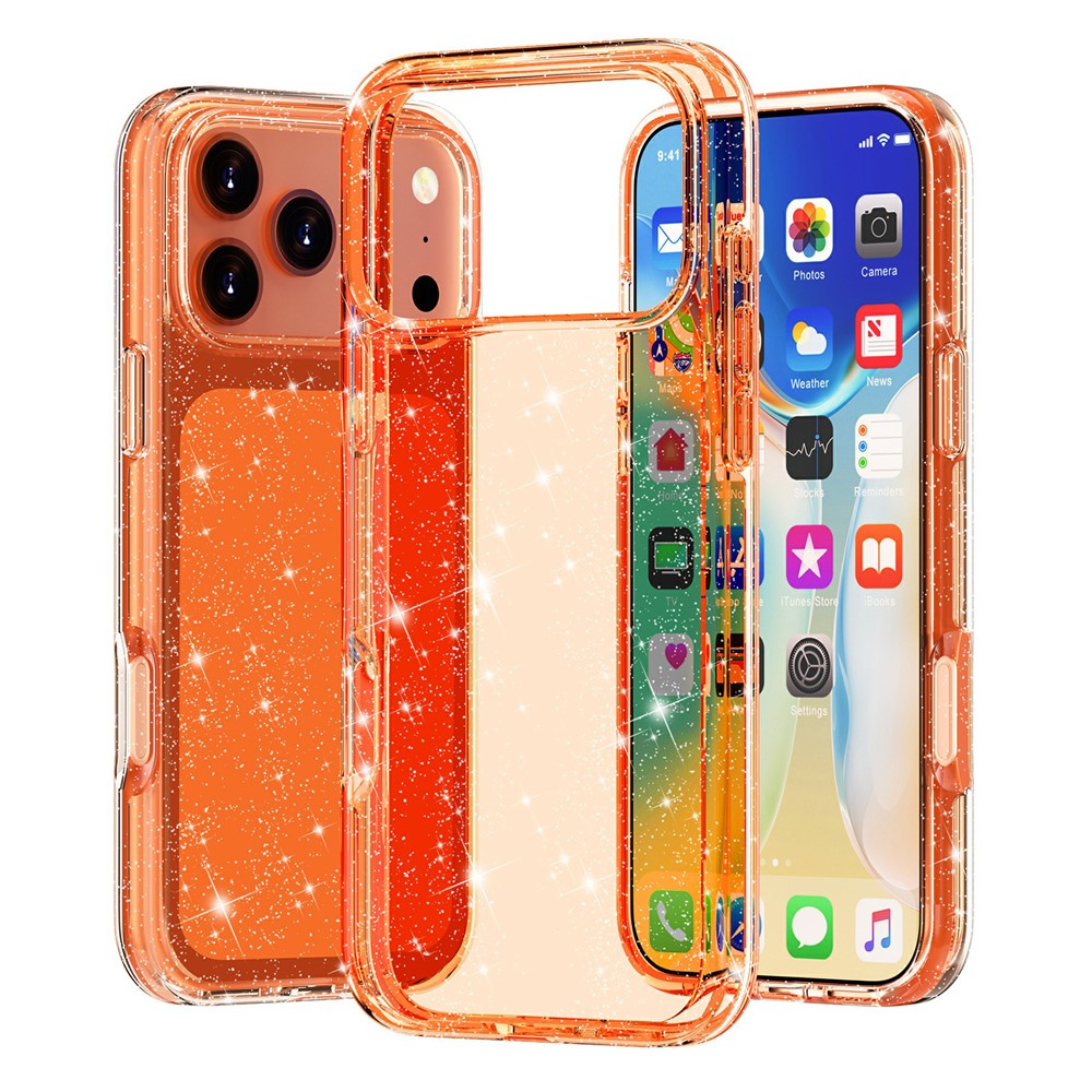 For iPhone 18 Pro / 17 Pro Case Sparkly Powder Glitter Shiny Soft TPU + Hard PC Back Cover