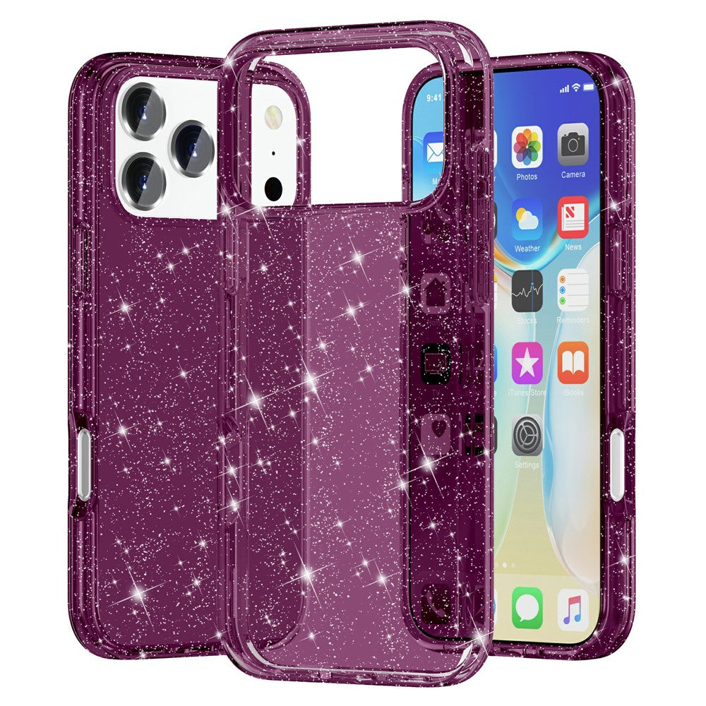For iPhone 18 Pro / 17 Pro Case Sparkly Powder Glitter Shiny Soft TPU + Hard PC Back Cover