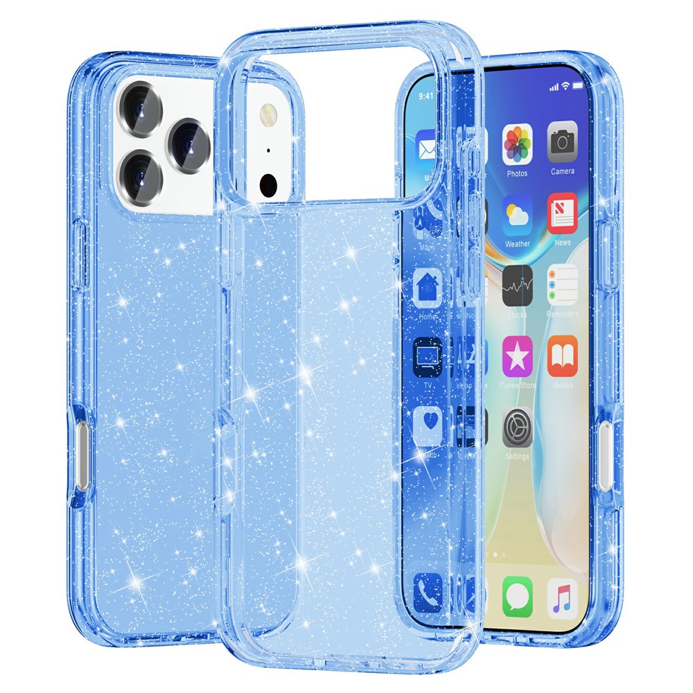 For iPhone 18 Pro / 17 Pro Case Sparkly Powder Glitter Shiny Soft TPU + Hard PC Back Cover