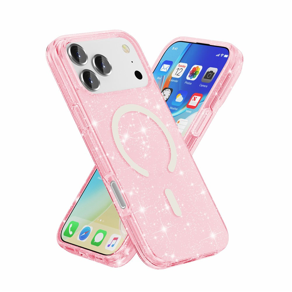 Til iPhone 18 Pro Max / 17 Pro Max Magnetisk Cover Glitter Pulver PC + TPU Telefon Cover