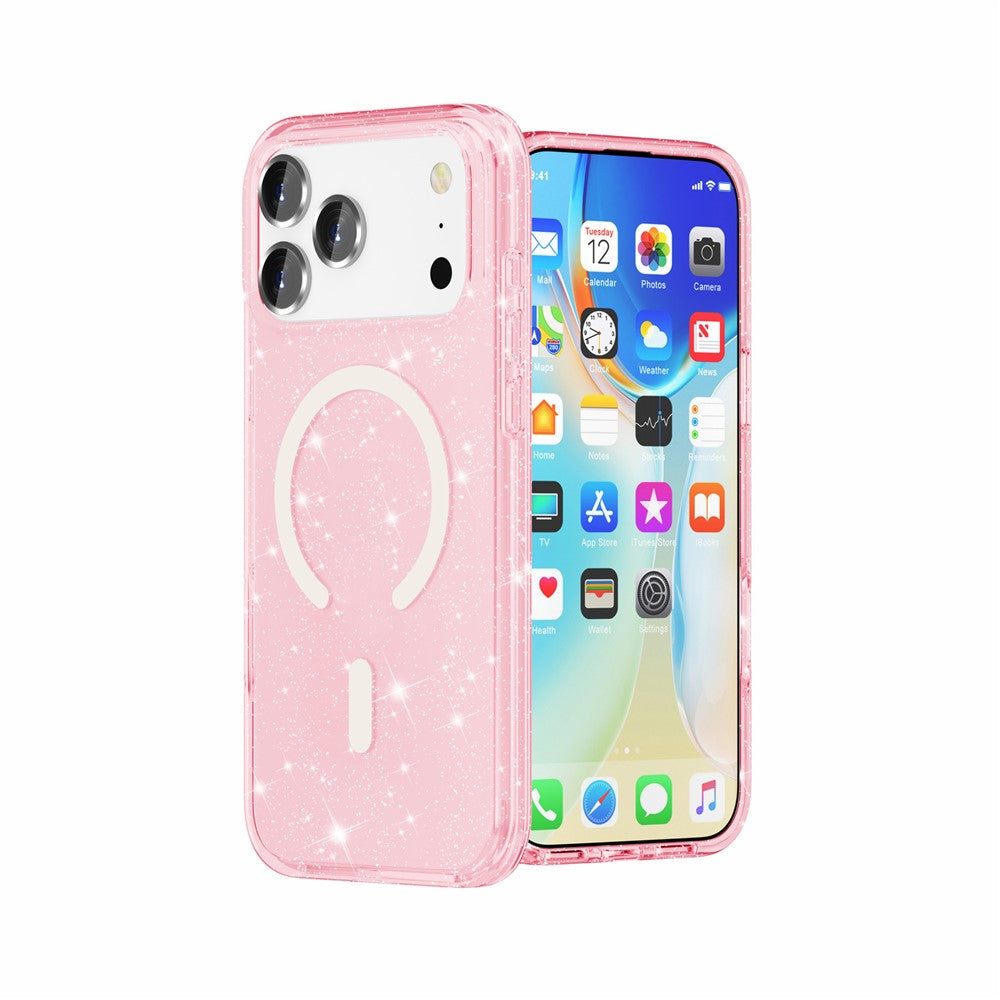 Til iPhone 18 Pro Max / 17 Pro Max Magnetisk Cover Glitter Pulver PC + TPU Telefon Cover