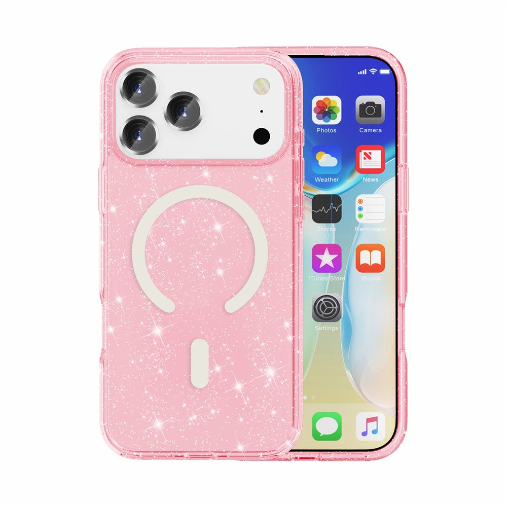 Til iPhone 18 Pro Max / 17 Pro Max Magnetisk Cover Glitter Pulver PC + TPU Telefon Cover