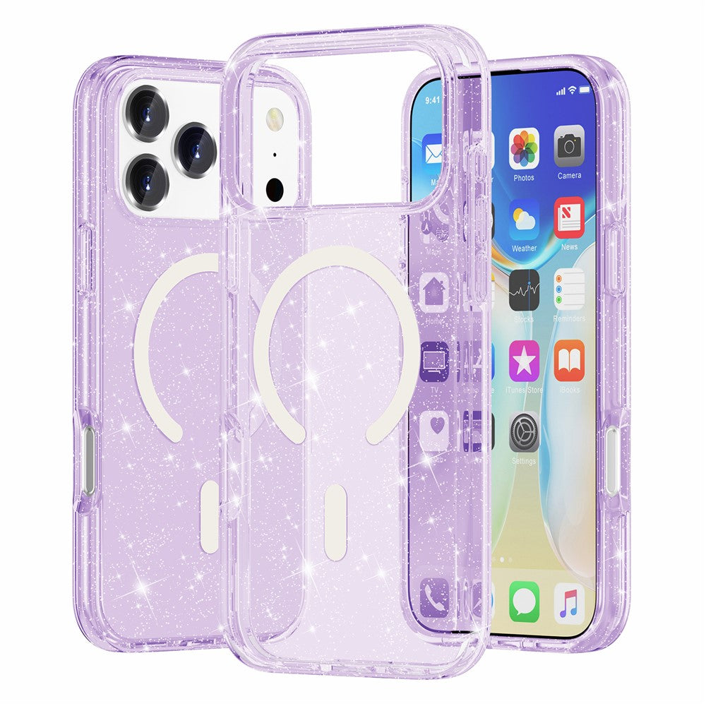 Til iPhone 18 Pro Max / 17 Pro Max Magnetisk Cover Glitter Pulver PC + TPU Telefon Cover