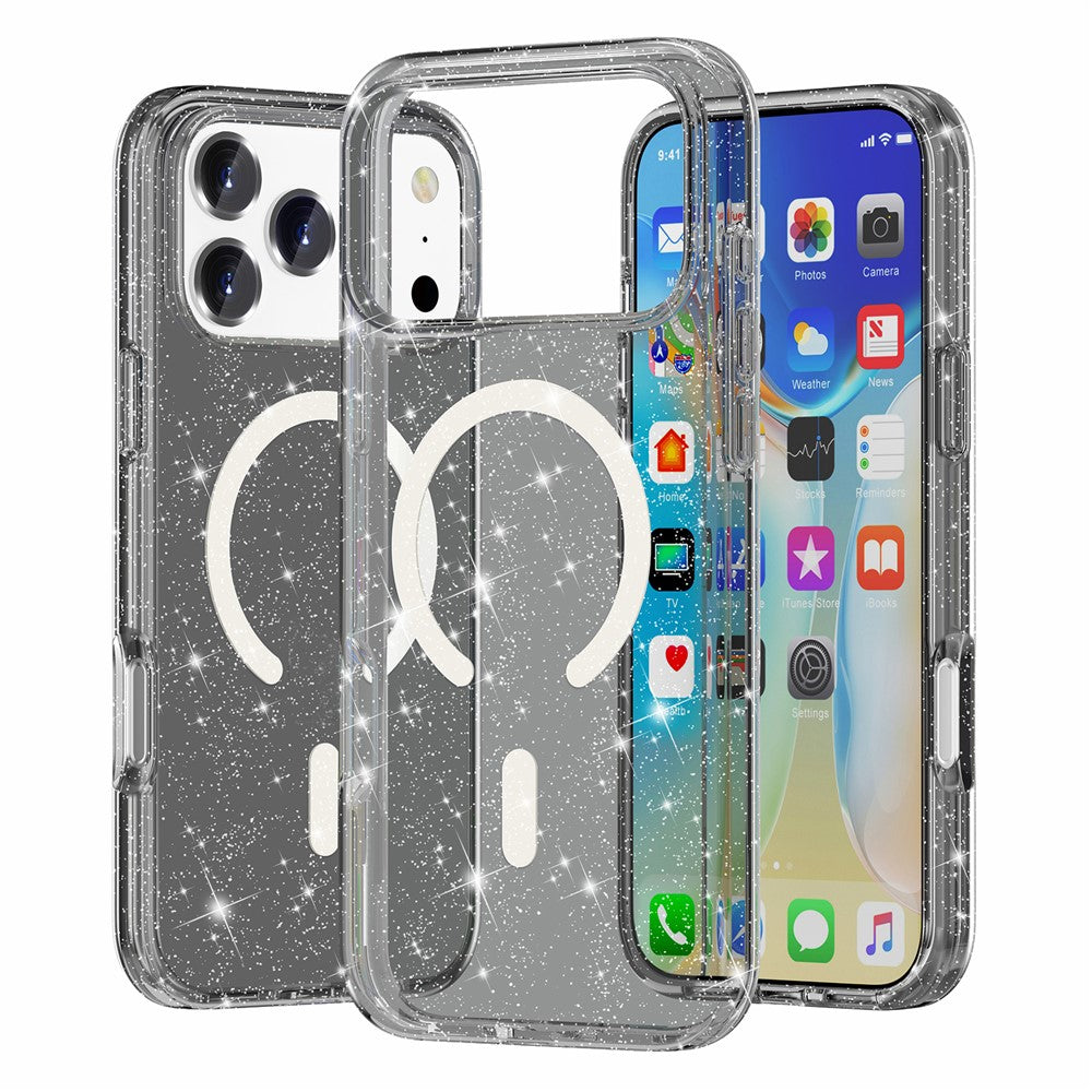 Til iPhone 18 Pro Max / 17 Pro Max Magnetisk Cover Glitter Pulver PC + TPU Telefon Cover