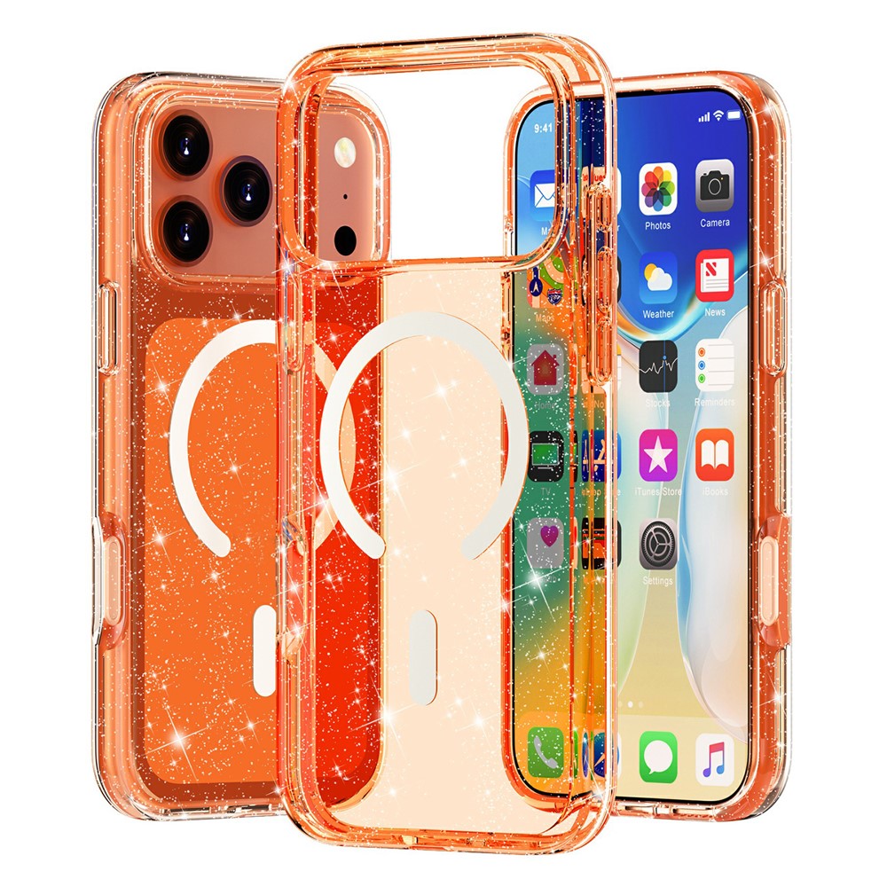 Til iPhone 18 Pro Max / 17 Pro Max Magnetisk Cover Glitter Pulver PC + TPU Telefon Cover