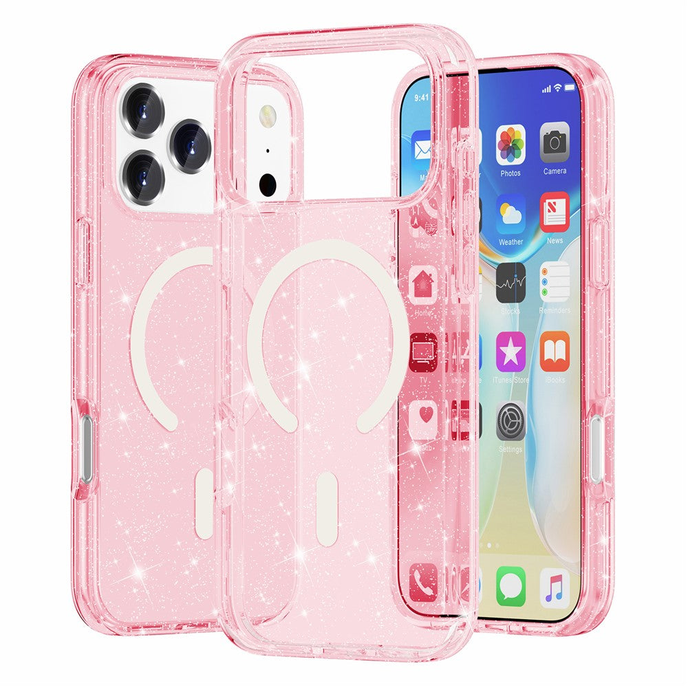 For iPhone 18 Pro / 17 Pro Magnetic Case Glitter Powder PC + TPU Phone Cover