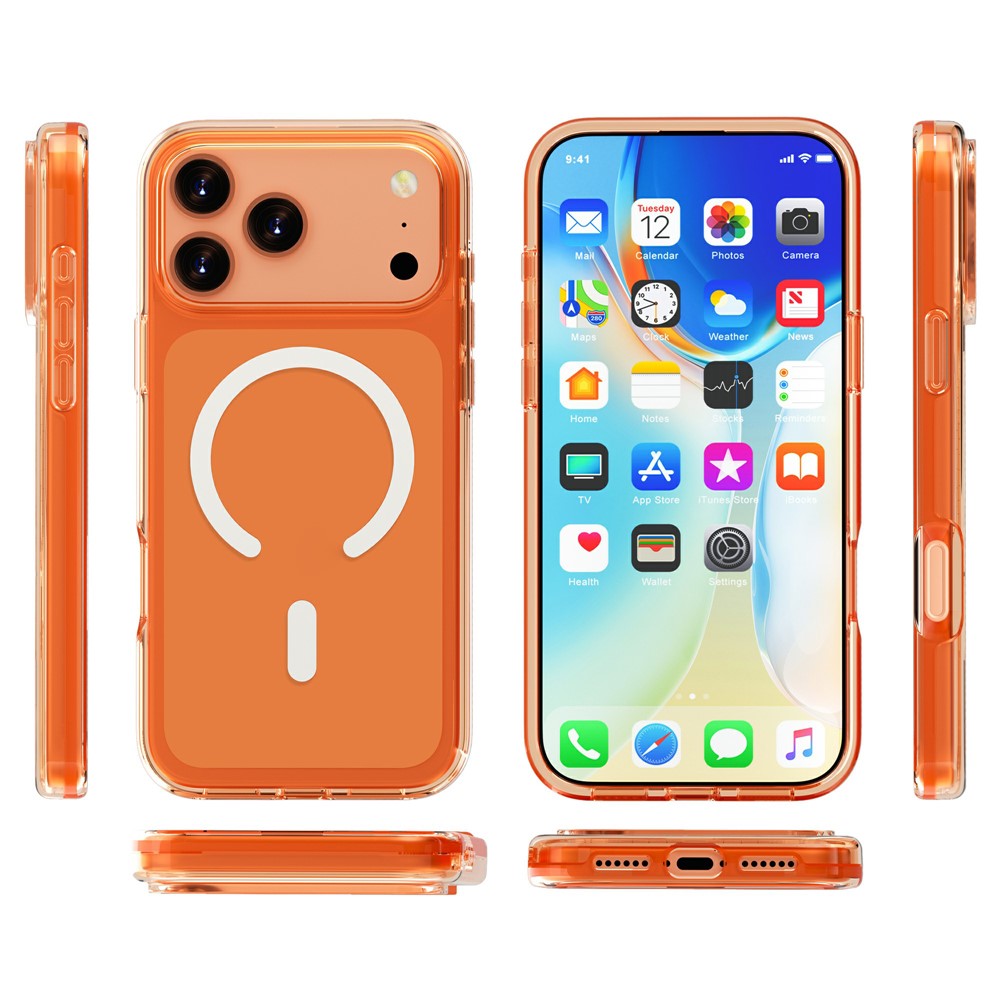 For iPhone 18 Pro Max / 17 Pro Max Magnetic Case PC + TPU Clear Phone Cover