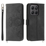 Til Motorola Edge 70 Pro 5G Pung Etui Blomstermønster PU Læder Telefoncover med Rem