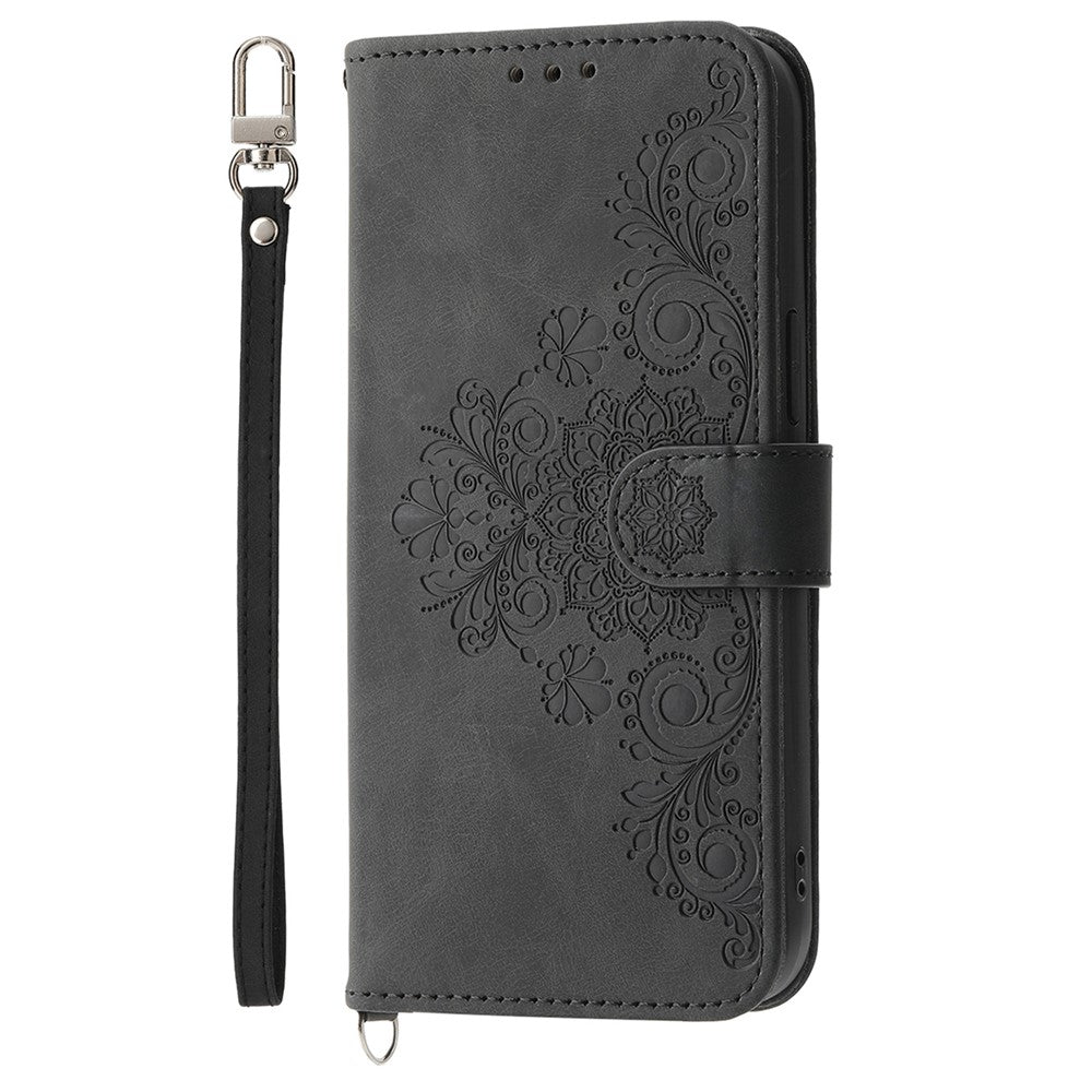 Til Motorola Edge 70 Pro 5G Pung Etui Blomstermønster PU Læder Telefoncover med Rem