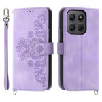 Til Motorola Edge 70 Pro 5G Pung Etui Blomstermønster PU Læder Telefoncover med Rem