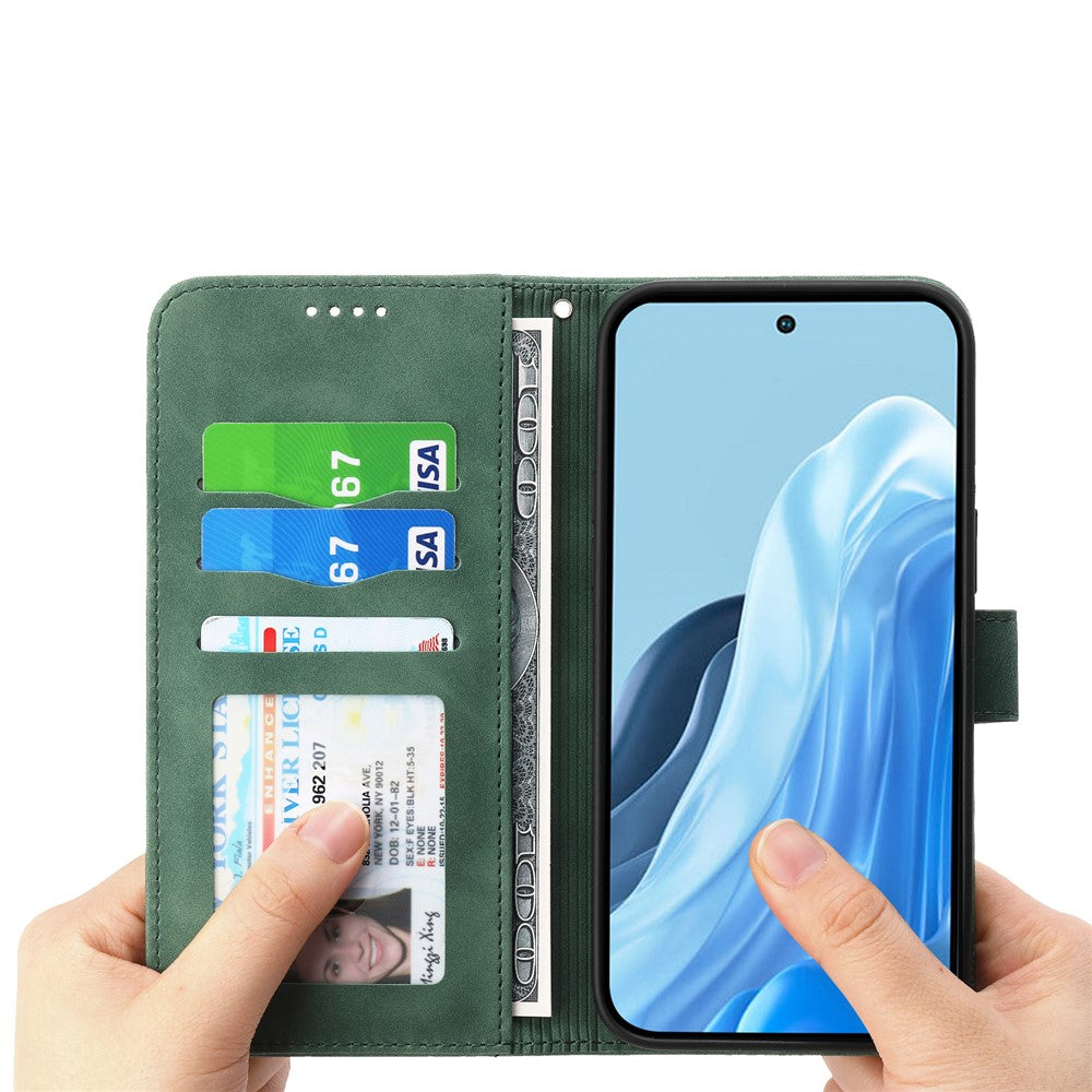 DIERFENG DF-03 For Xiaomi 17T Leather Case Lines Imprint Wallet Phone Cover with Wrist Strap