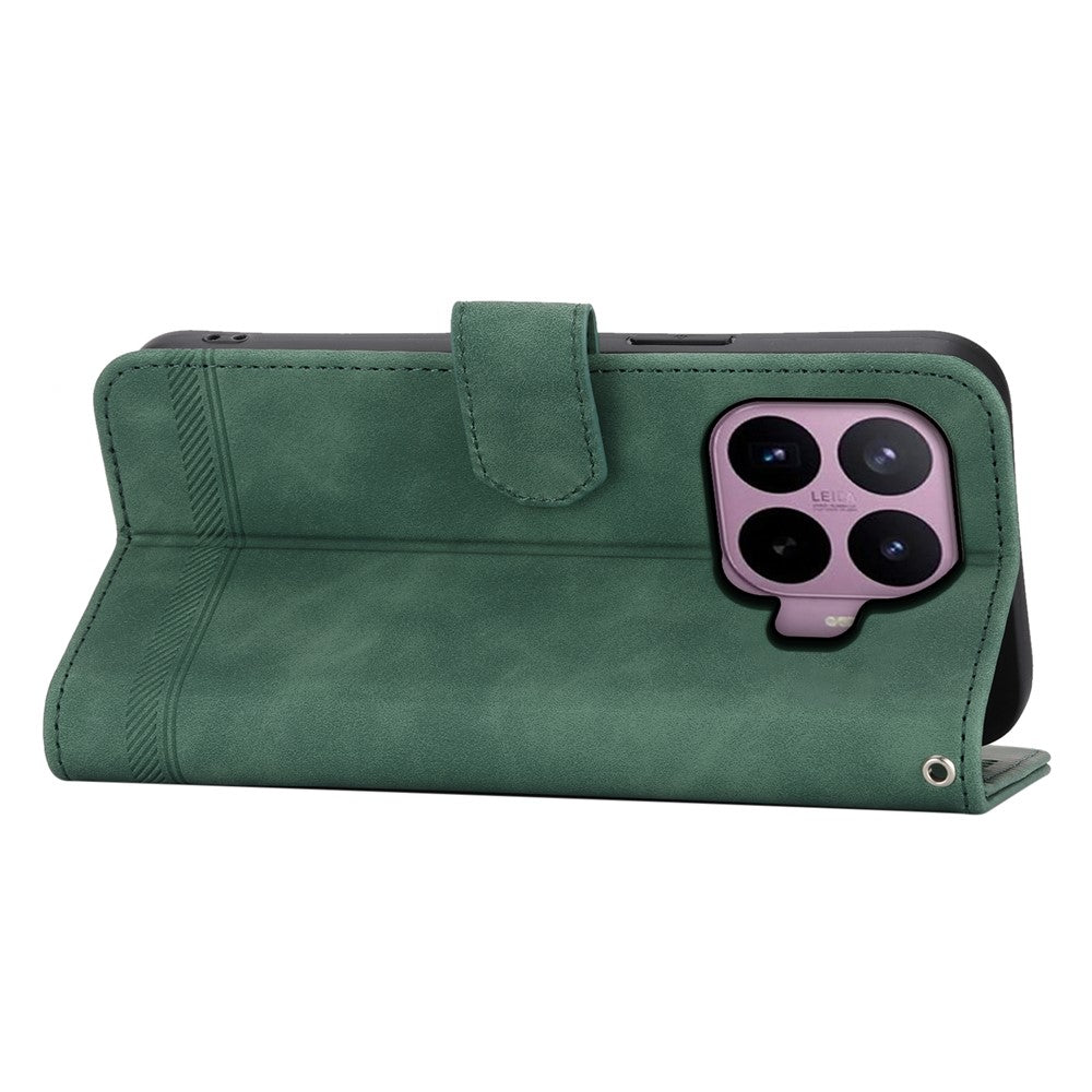 DIERFENG DF-03 For Xiaomi 17T Leather Case Lines Imprint Wallet Phone Cover with Wrist Strap