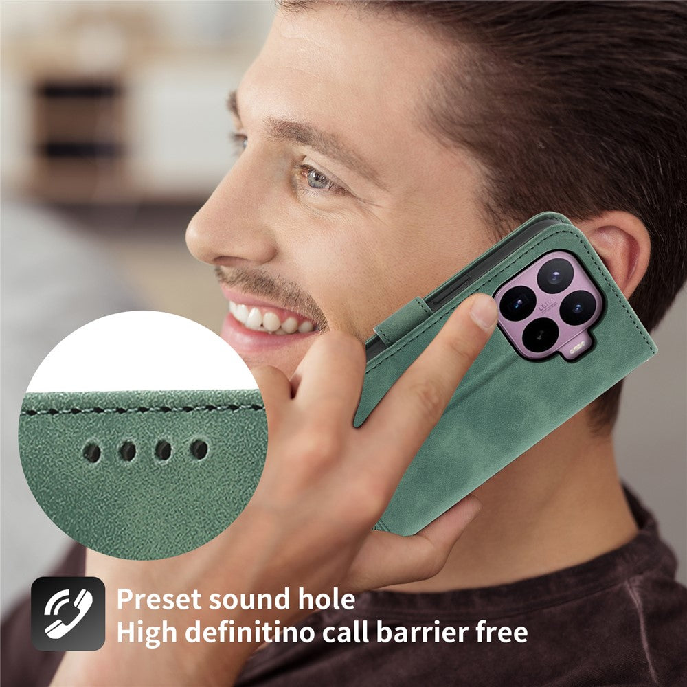 DIERFENG DF-03 For Xiaomi 17T Leather Case Lines Imprint Wallet Phone Cover with Wrist Strap