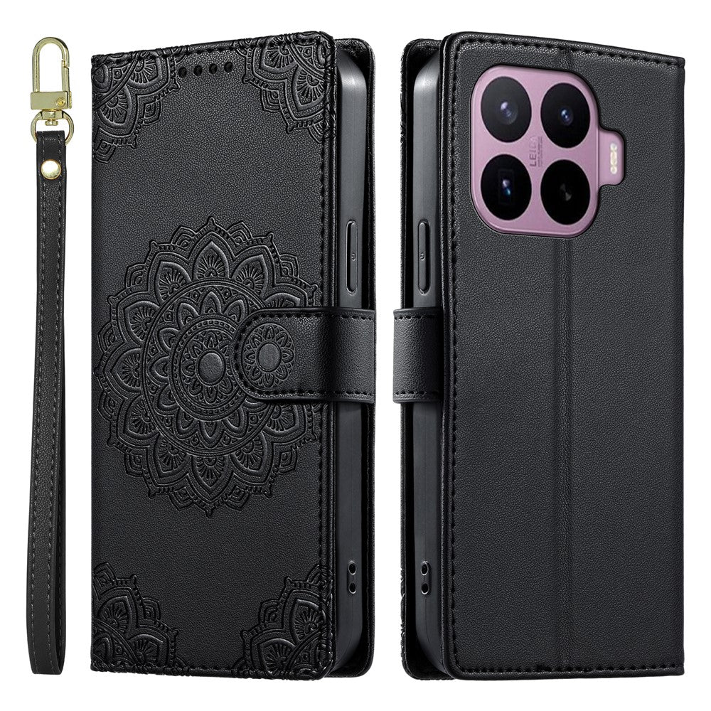 For Xiaomi 17T Pro Case Embossed Totem Leather Flip Wallet Phone Cover with Wrist Strap