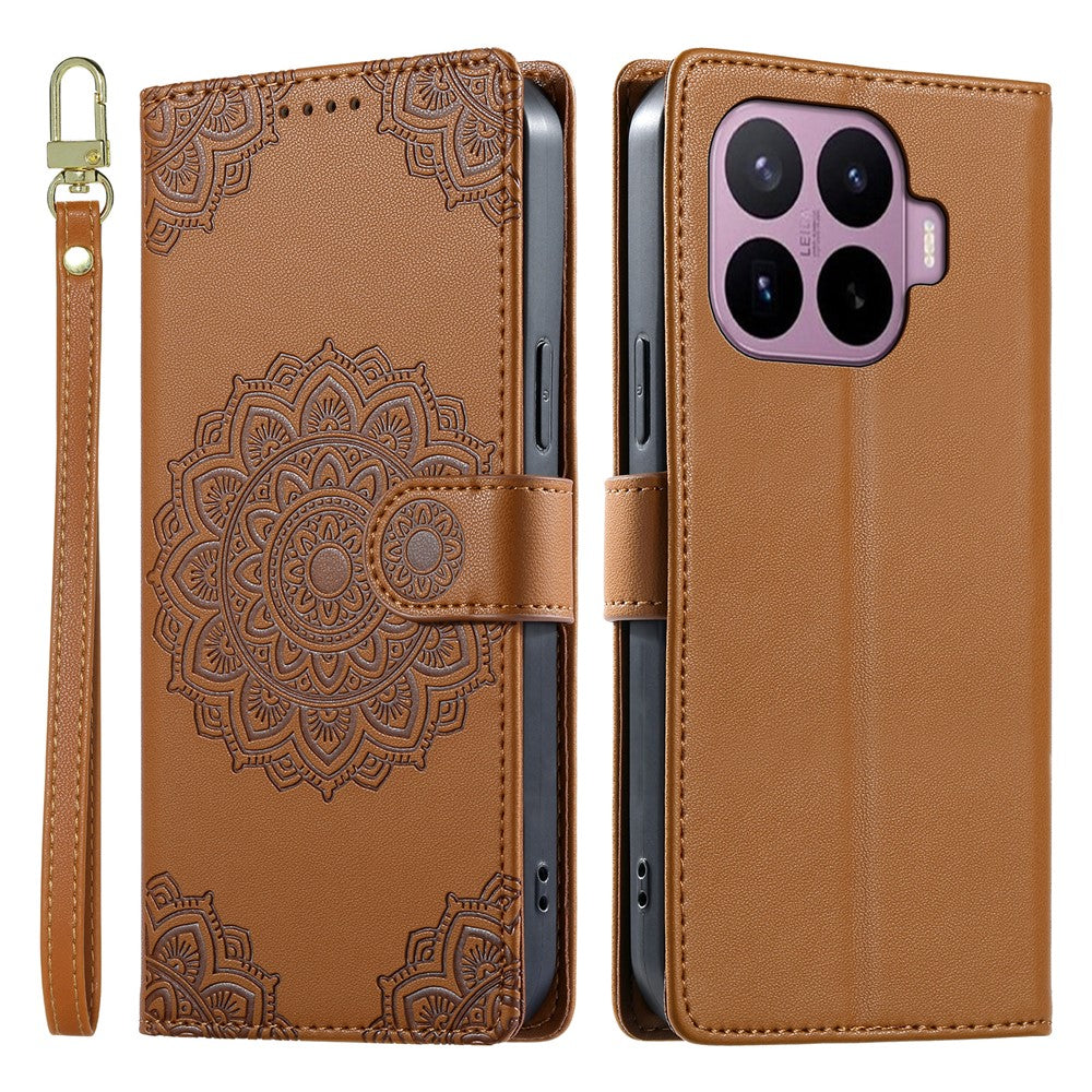 For Xiaomi 17T Pro Case Embossed Totem Leather Flip Wallet Phone Cover with Wrist Strap
