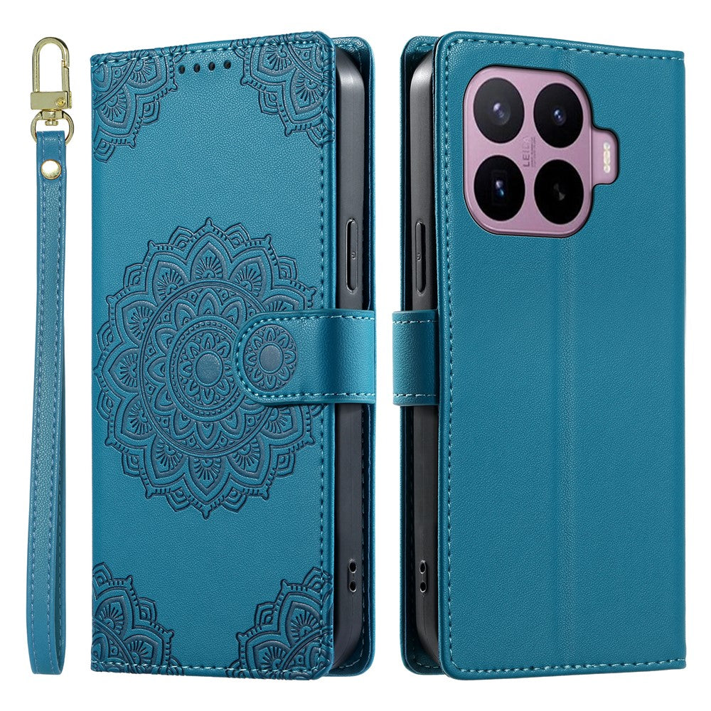 For Xiaomi 17T Pro Case Embossed Totem Leather Flip Wallet Phone Cover with Wrist Strap