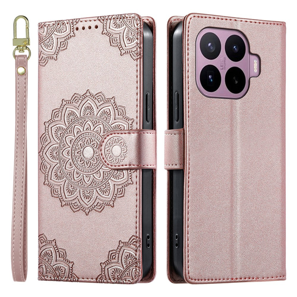 For Xiaomi 17T Pro Case Embossed Totem Leather Flip Wallet Phone Cover with Wrist Strap