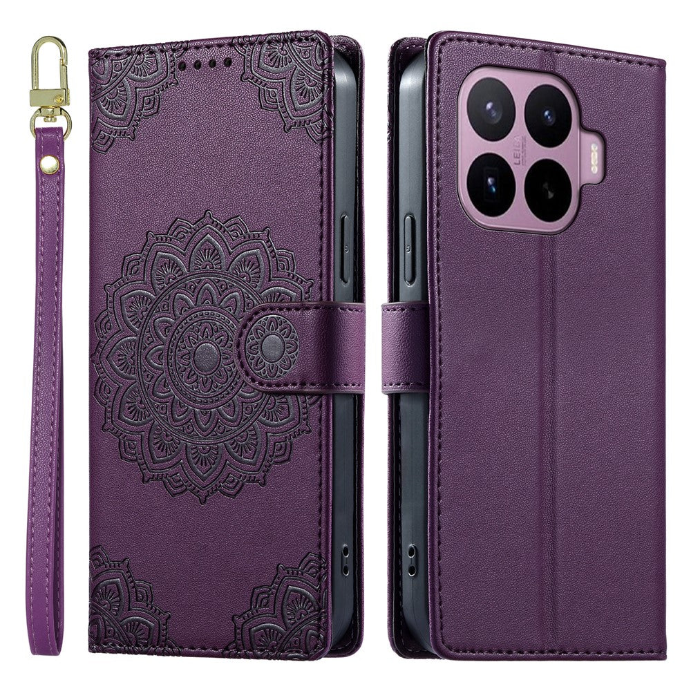 For Xiaomi 17T Pro Case Embossed Totem Leather Flip Wallet Phone Cover with Wrist Strap
